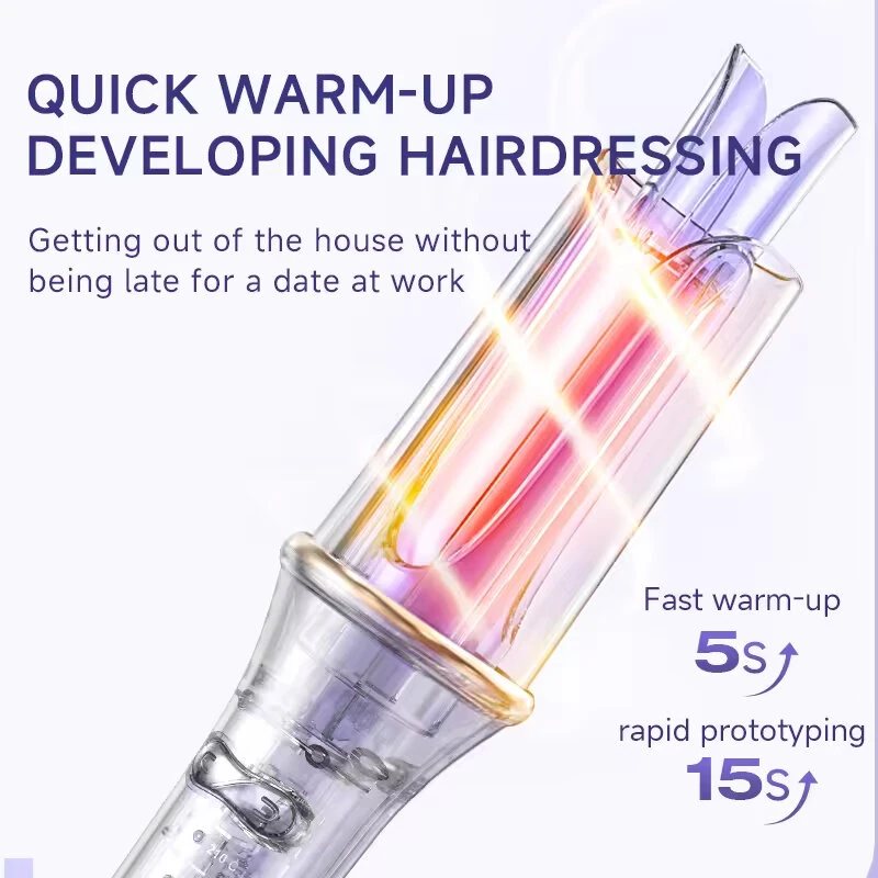 (image for) 28mm Professional Automatic Ceramic Curling Iron 3 Temperature Settings 5-Second Preheat Anti-Scald Design Automatic Rotating Curling Iron EU Plug